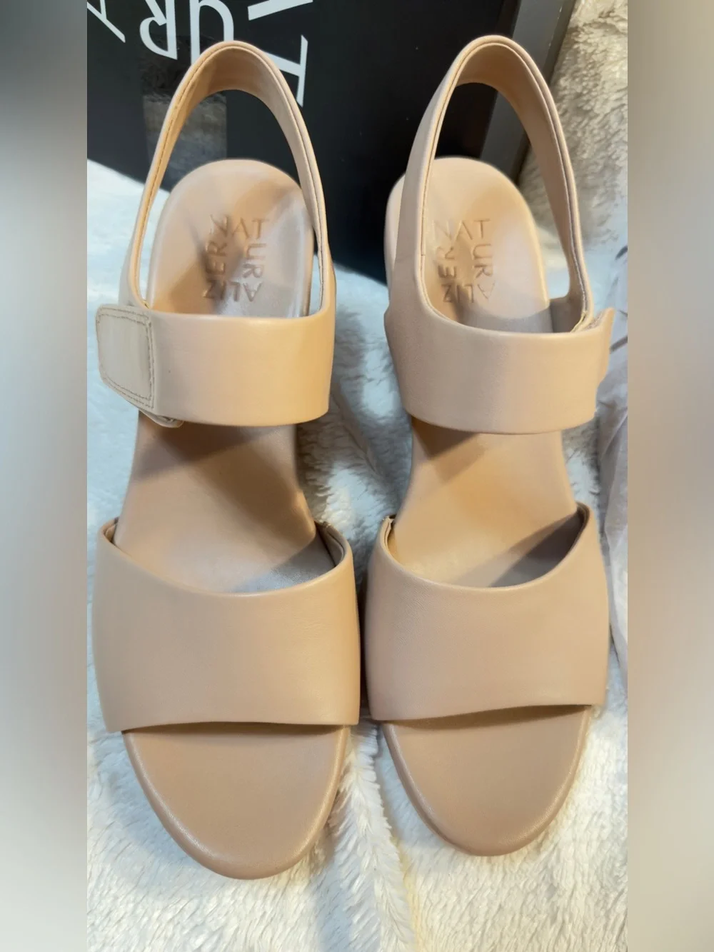 Naturalizer Womens Imani Wedge Sandal Vintage Mauve, Beige, Tan, Leather 9 New